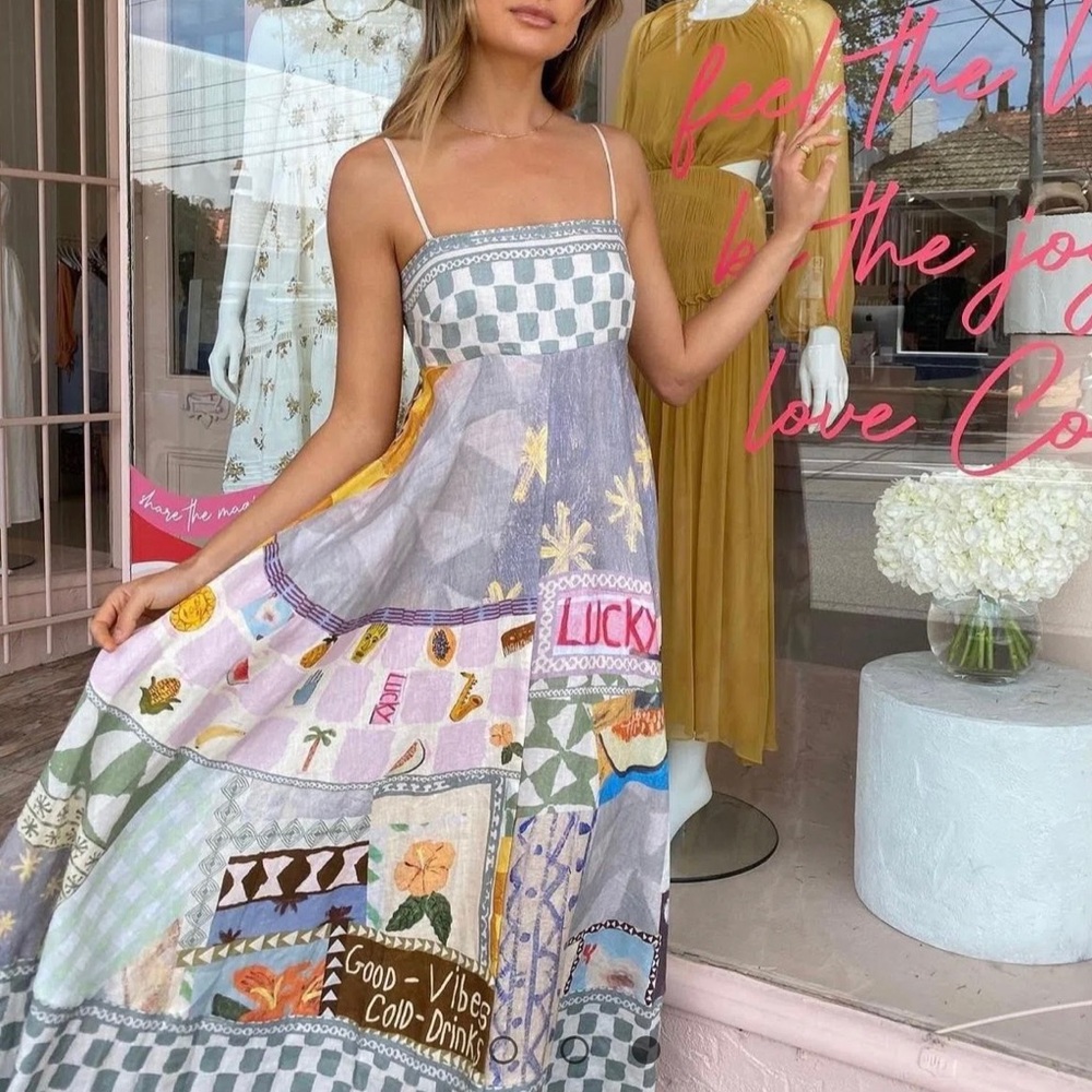 EmmaLee Runway Patchwork Maxi Sun Dress, Couture Lux Maxi Gown - Picture 8 of 16